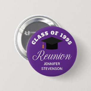 Purple High School Reunion Personalised Name Tag 6 Cm Round Badge