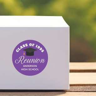 Purple High School Reunion Personalised Party Classic Round Sticker