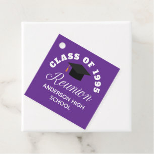 Purple High School Reunion Personalized Party Favour Tags