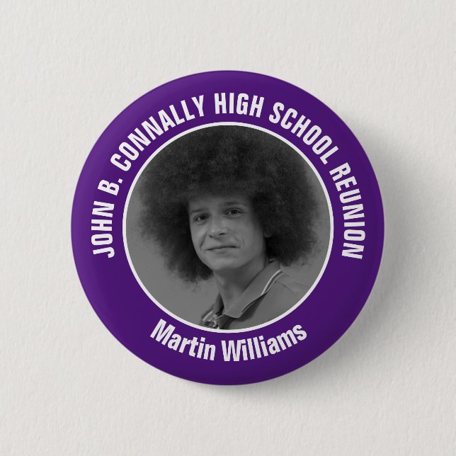 Purple High School Reunion Yearbook Photo 6 Cm Round Badge (Front)