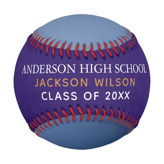 Purple High School Senior Player Photo Custom Team Baseball (Front)