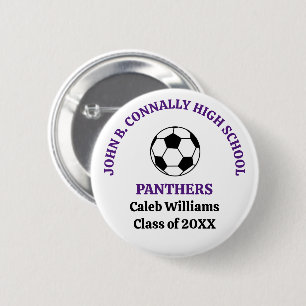 Purple High School Soccer Team Personalised 6 Cm Round Badge
