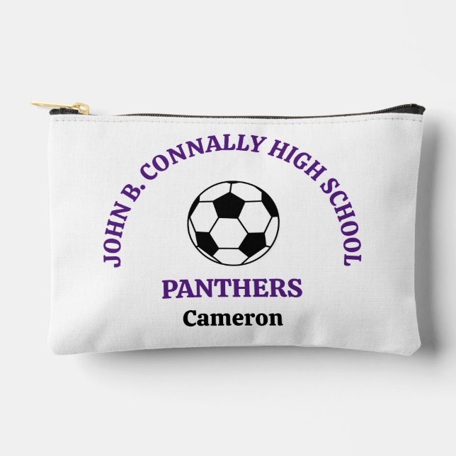 Purple High School Soccer Team Personalised Accessory Pouch (Front)