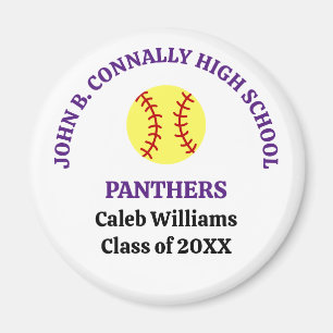 Purple High School Softball Player Personalised Magnet