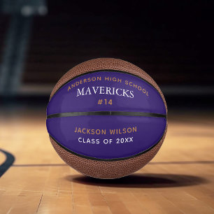 Purple High School Team Player Custom Graduation Mini Basketball