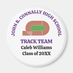 Purple High School Track Team Custom Runner Magnet