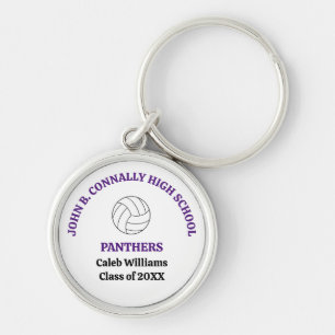 Purple High School Volleyball Player Personalised Key Ring