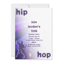 Purple Hip-Hop Dance 12th Birthday Invitation