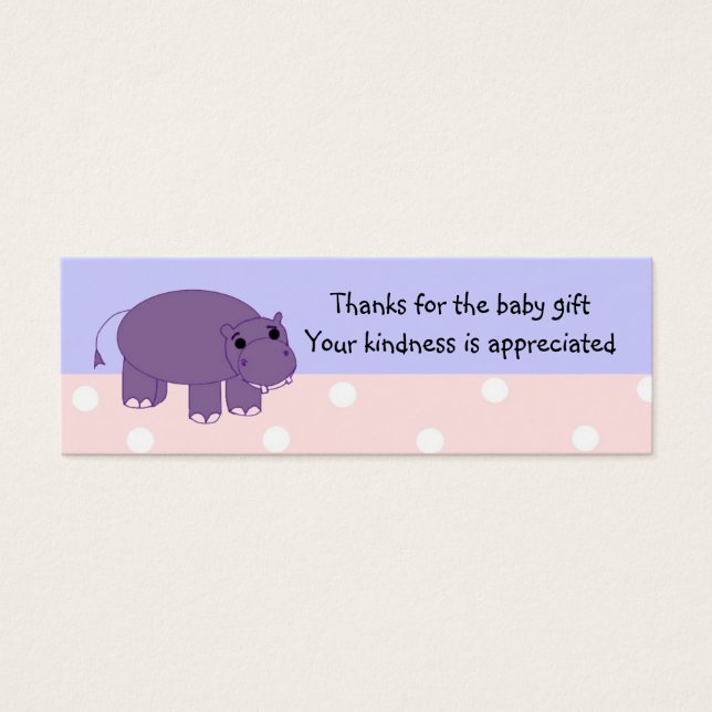 Purple Hippo Baby Gift Thank You (Front)