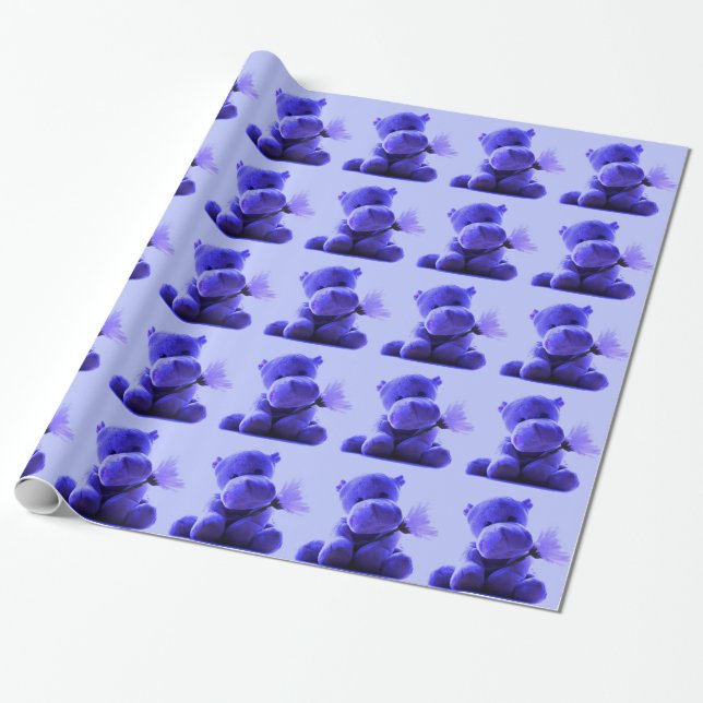 Purple Hippo wrapping paper (Unrolled)