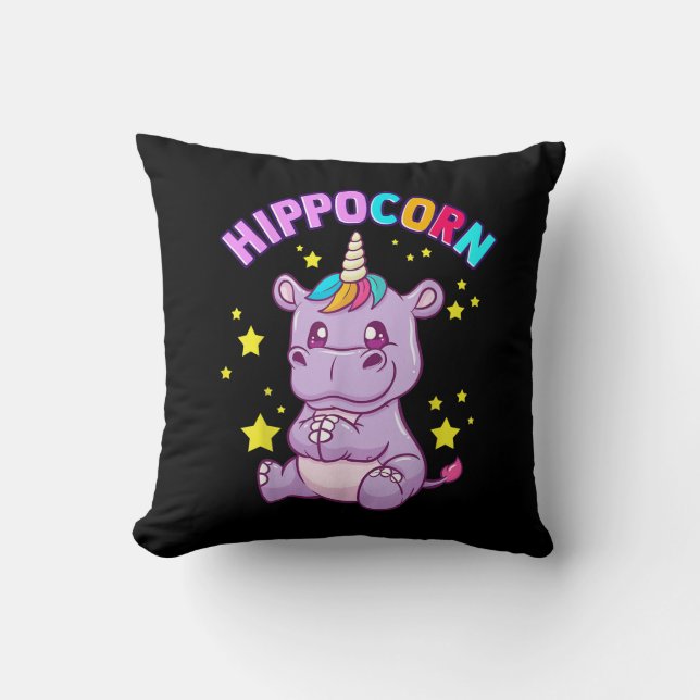 Purple HippoCorn Hippo Corn Hippopotamus Lover Cushion (Front)