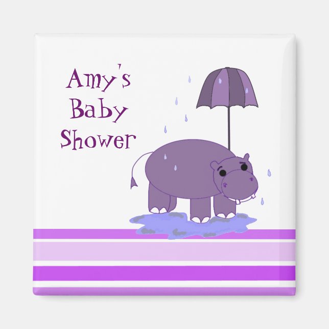 Purple Hippopotamus Baby Shower Magnet (Front)