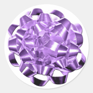 Purple Holiday Bow Christmas Season Cards Stickers