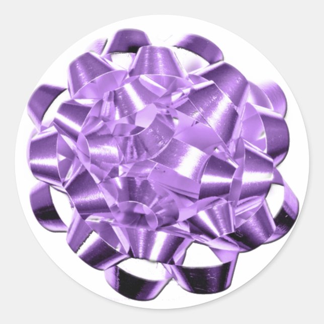 Purple Holiday Bow Christmas Season Cards Stickers (Front)