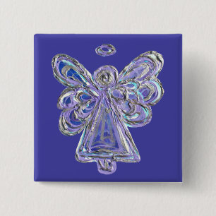 Purple Holiday Guardian Angel Custom Pin Buttons