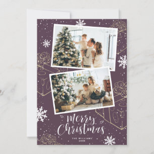 Purple Holiday Merry Christmas Gifts Photo Cards