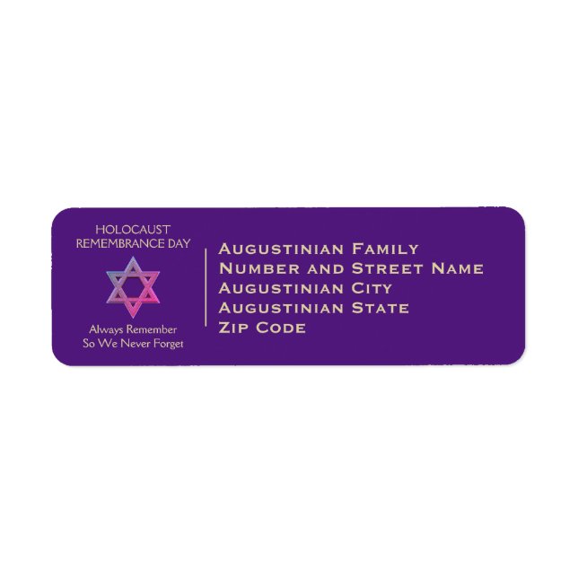 Purple Holocaust Remembrance Day Return Address (Front)