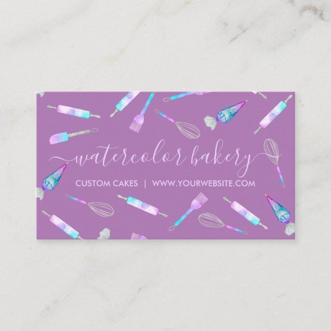 Purple Hologram Bakery Homemade Chef Patisserie Business Card (Front)
