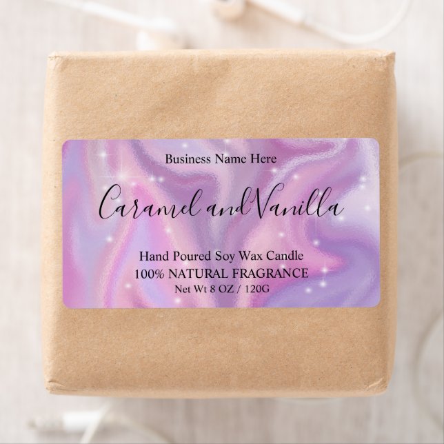 Purple Holographic Colour Shift Candles Label (Insitu)