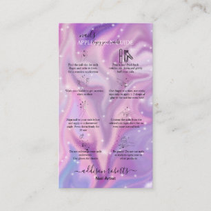 Purple Holographic Nails Application Guide Business Card