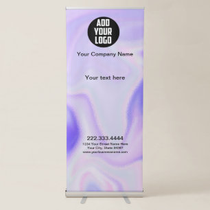 Purple holographic trade show logo business retrac retractable banner