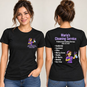 Purple Home Cleaning Service Woman Black T-Shirt