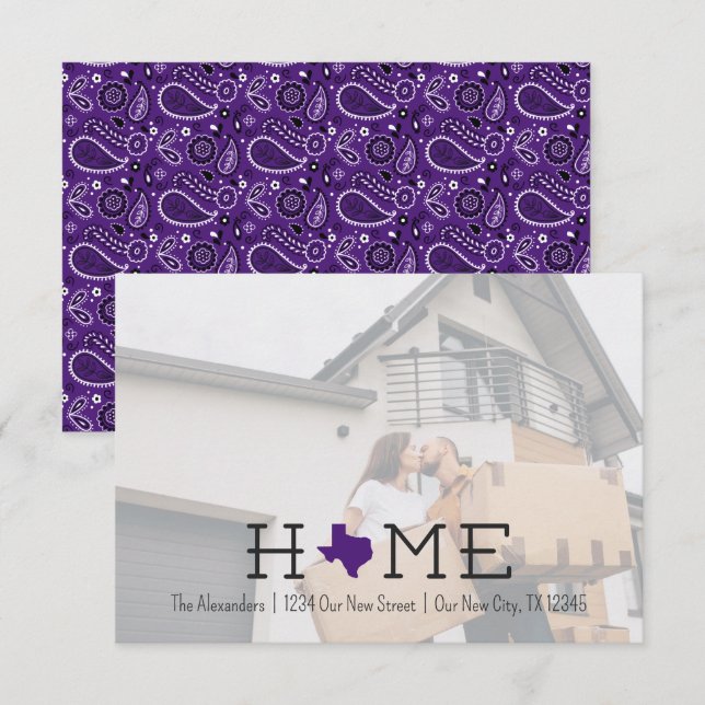 Purple HOME Texas Moving Announcement (Front/Back)