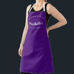 Purple Homemade with Love Custom Kitchen Apron<br><div class="desc">Let's get baking. Customise the Name on this personalised apron. Seen here in red with white typography in a stylish treatment. Encourage the sweet baker in your life, a small business bakery owner with a special gift. Perfect for baking those yummy goodies, treats, cakes, cookies and more. Featuring the words...</div>