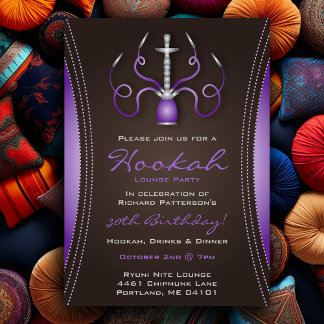 Purple Hookah Party Invitation
