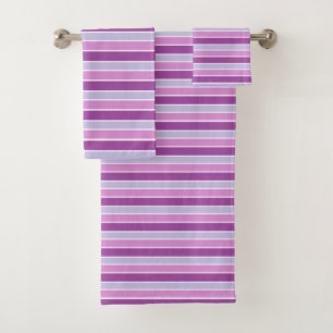Purple Horizontal Striped Bath Towel Set