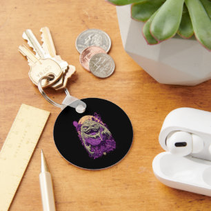 Purple Horned Monster Horror Art Keychain