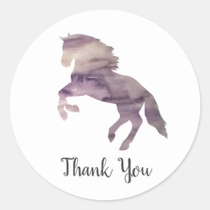 Purple Horse Barnyard Farm Party Thank You Classic Round Sticker