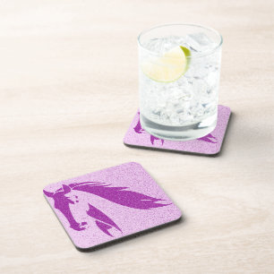 Purple Horse Hard plastic coaster