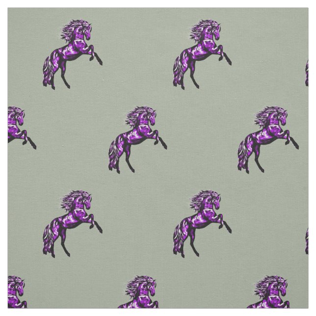 Purple Horse on Grey Fabric (Swatch)