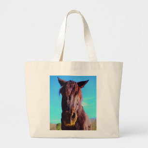 Purple Horse w/ Green Mouth Large Tote Bag