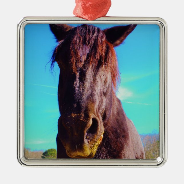 Purple Horse w/ Green Mouth Metal Tree Decoration (Front)