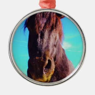 Purple Horse w/ Green Mouth Metal Tree Decoration