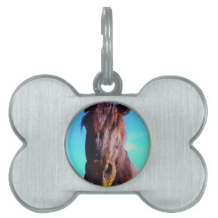 Purple Horse w/ Green Mouth Pet Name Tag