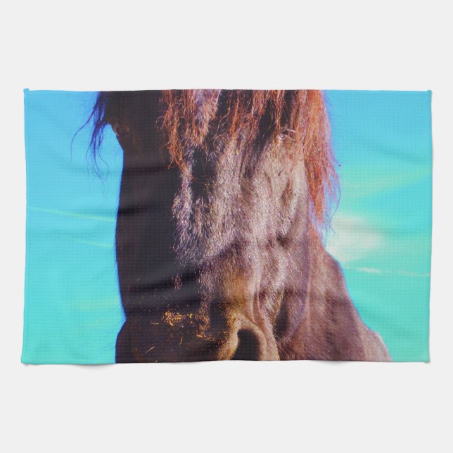 Purple Horse w/ Green Mouth Tea Towel (Horizontal)