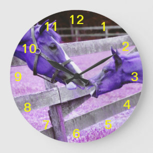 Purple horses saying hello Wall Clock