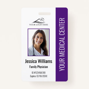 Purple Hospital Medical Employee Photo ID ID Badge