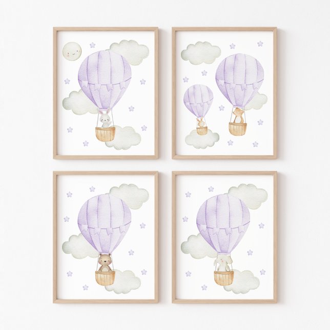 Purple Hot Air Balloon, Animals, Gender Neutral (Creator Uploaded)