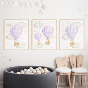 Purple Hot Air Balloon, Animals, Gender Neutral