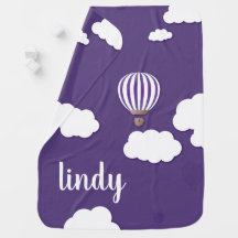 Purple Hot Air Balloon in Clouds