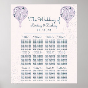 Purple Hot Air Balloon Wedding Table Seating Chart