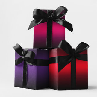 Purple Hot Pink and Red Elegant Black Ombre Mix Wrapping Paper Sheet