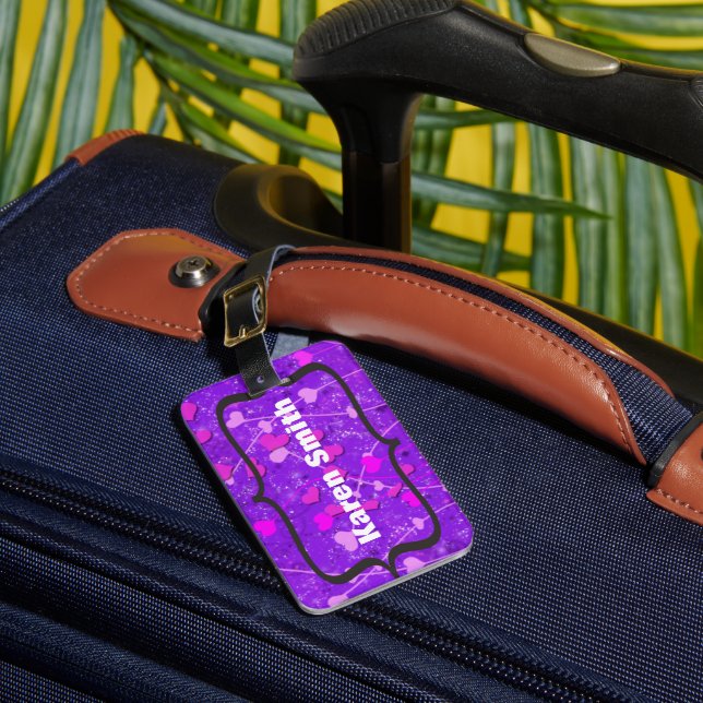 Purple & Hot Pink Luggage Tag (Front Insitu 1)