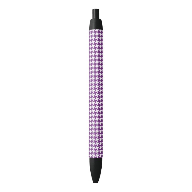 Purple Houndstooth Abstract Black Ink Pen (Front Vertical)
