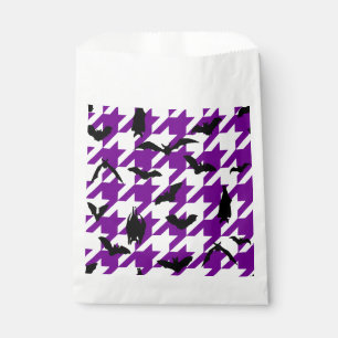 purple houndstooth halloween black bats favour bags