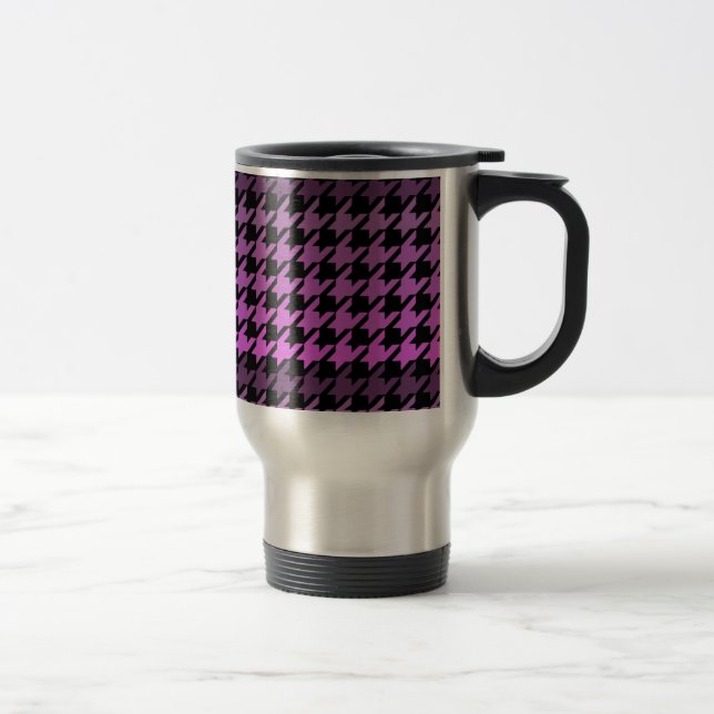 Purple houndstooth pattern travel mug (Right)